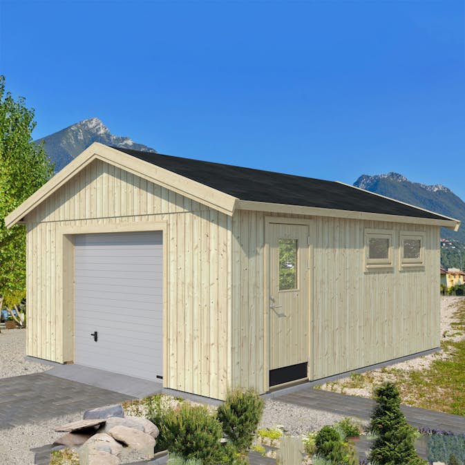 Garage Palmako Andre 21,5 m² Byggsats med Sadeltak