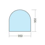 Golvglas Kaminexperten 950 x 950 halvrund