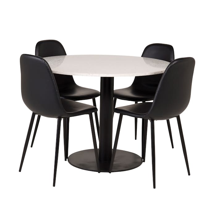 Matgrupp Venture Home Roxanna Vit Bord med 4 Pobbie Stolar Läder