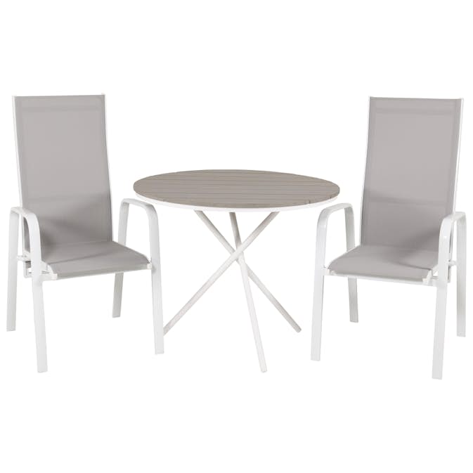 Cafégrupp Venture Home Pincy Ø 90 med 2 Copacabana Trädgårdsstolar Utomhus