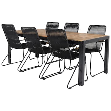 Matgrupp Utomhus Venture Home Berfin med 6 KarmTrädgårdsstolar