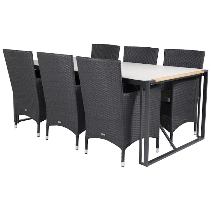 Matgrupp Utomhus Venture Home Tilly 200 med 6 Milwa Trädgårdsstolar