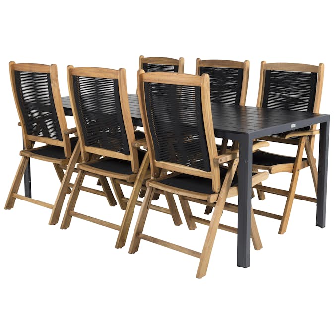Matgrupp Utomhus Venture Home Bront 205 med 6 Philippa Trädgårdsstolar