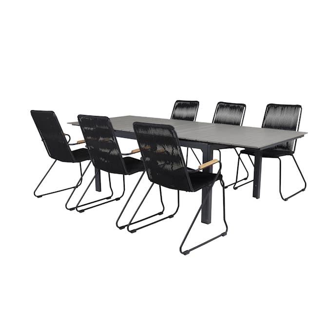 Matgrupp Venture Home Lova 160/240 med 6 Berfin Karmstolar