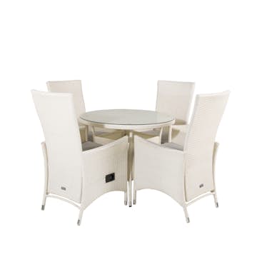 Matgrupp Utomhus Venture Home Virda Ø 90 med 4 Pishi Trädgårdsstolar