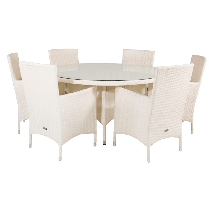 Matgrupp Utomhus Venture Home Virda Ø 150 med 6 Milwa Trädgårdsstolar