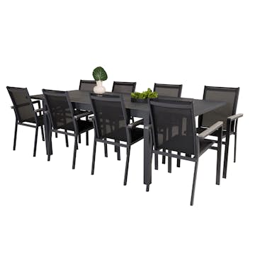 Matgrupp Utomhus Venture Home Madrid 160/240 med 8 Pincy Trädgårdsstolar