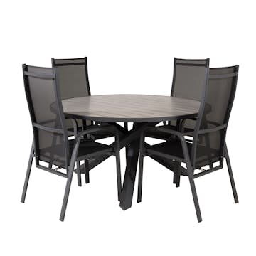 Matgrupp Utomhus Venture Home Pincy Ø140 med 4 Copacabana Trädgårdsstolar