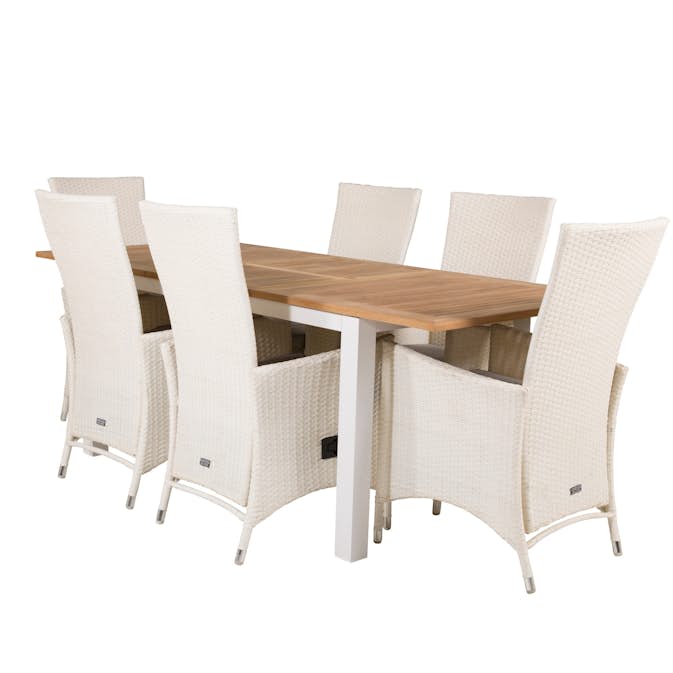 Matgrupp Venture Design Perla 152/210 med 6 Pishi Matstolar