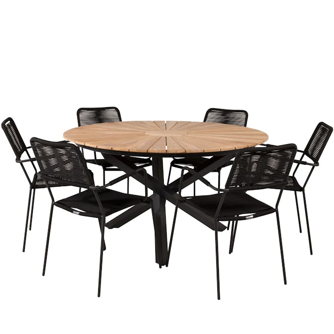 Matgrupp Venture Home Meya Ø140 med 6 Leon Karmstolar