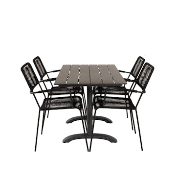 Cafégrupp Venture Home Denzel med 4 Leon Karmstolar