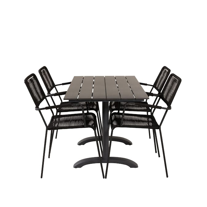 Cafégrupp Venture Home Denzel med 4 Leon Karmstolar