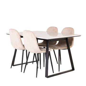 Matgrupp Venture Home Estelle 140 med 4 Pobbie Stolar Sammet