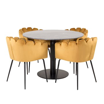 Matgrupp Venture Home Estelle med 4 Limhamn Runt Stolar