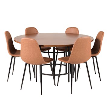 Matgrupp furniture/fashion Copenhagen med 6 Pobbie Konstläder Stolar