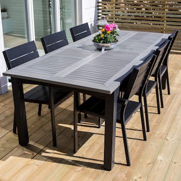 Matgrupp Utomhus Venture Home Albany 224-324x100 med 6 Levels StapelTrädgårdsstolar