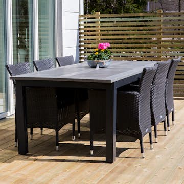 Matgrupp Utomhus Venture Home Albany 224-324x100 cm med 6 Malin KarmTrädgårdsstolar
