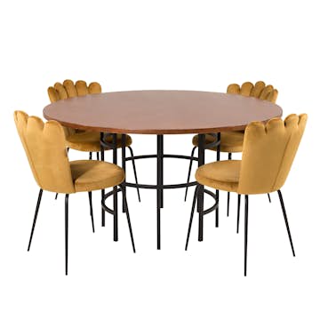 Matgrupp Venture Home Copenhagen med 4 Limhamn Light Guld Stolar