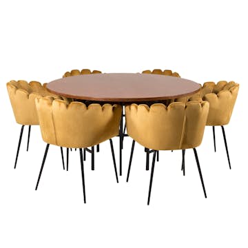 Matgrupp Venture Home Copenhagen med 6 Limhamn Guld Stolar