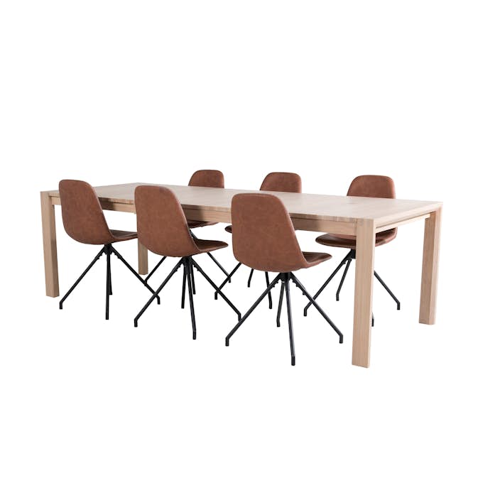 Matgrupp Venture Home Shy med 6 Pobbie Stolar Konstläder