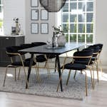 Matgrupp Venture Home Gold Förlängningsbart Bord & 6 Arrow Stolar i Svart Sammet