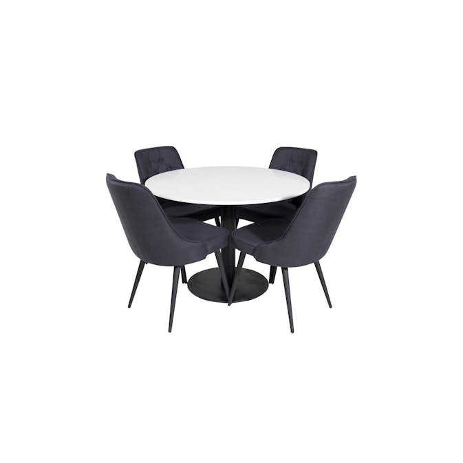 Matgrupp Venture Home Roxanna med 4 Vera Stolar Polyestertyg Runt