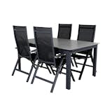 Matgrupp Venture Home Lova 160 Svart med 4 Aleyna Positionsstolar