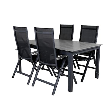 Matgrupp Venture Home Lova 160 Svart med 4 Aleyna Positionsstolar