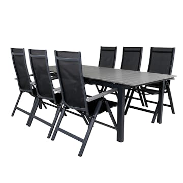 Matgrupp Venture Home Lova 224 Svart med 6 Aleyna Positionsstolar