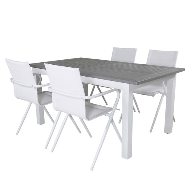 Matgrupp Venture Design Aleyna 152 Vit med 4 Aspen Matstolar