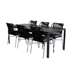 Matgrupp Utomhus Venture Home Bront med 6 Jefferson Stapelbara Trädgårdsstolar