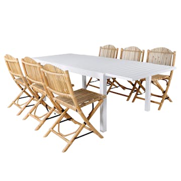 Matgrupp Utomhus Venture Home Marbella med 6 Cane Trädgårdsstolar