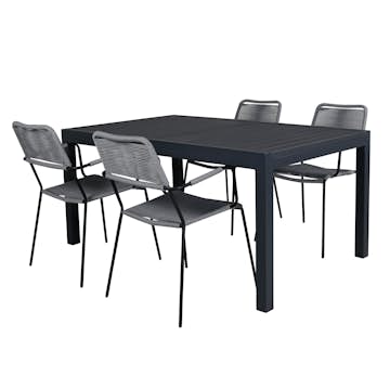 Matgrupp Venture Home Marbella med 4 Levi Stolar Grå