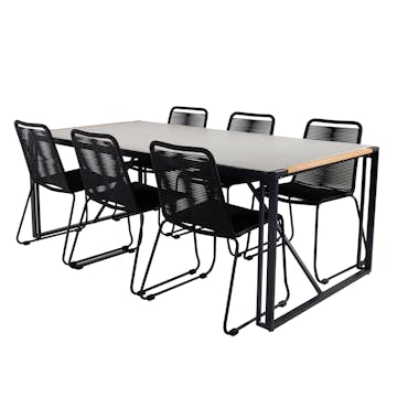 Matgrupp Utomhus Venture Home Texas med 6 Levi Stapelbara Trädgårdsstolar