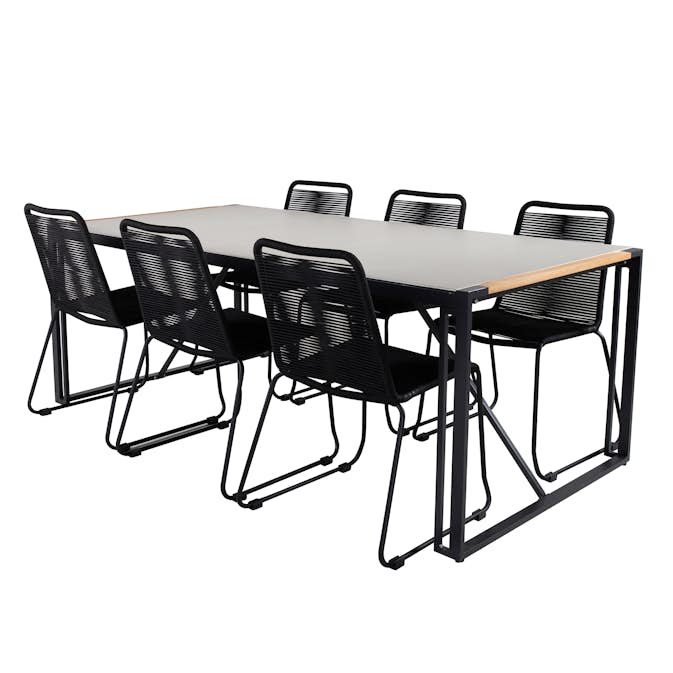 Matgrupp Utomhus Venture Home Texas med 6 Levi Stapelbara Trädgårdsstolar