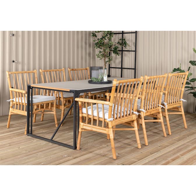 Matgrupp Utomhus Venture Home Thea med 6 Cane Trädgårdsstolar