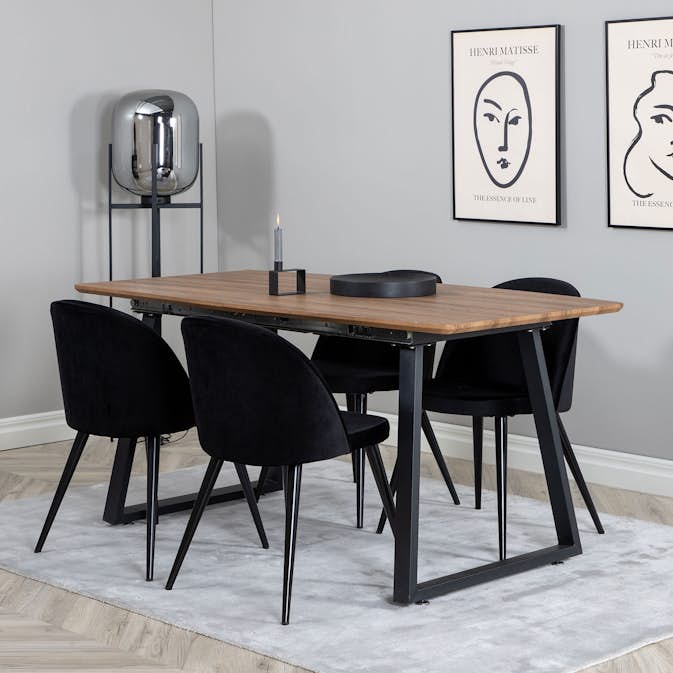 Matgrupp Venture Home Inca med 4 Velvet stolar