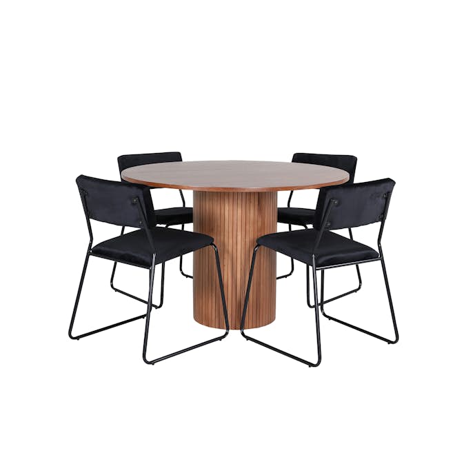 Matgrupp Venture Home med Bianca Matbord och 4 Kungshamn Matstolar i Sammet