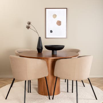 Matbord Venture Home Bianca och 4 Bergen Matstol Venture Homear i Polyester