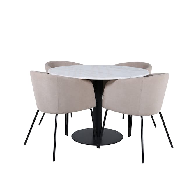 Matgrupp Venture Home Estelle Ø106 cm med 4 Berit Stolar