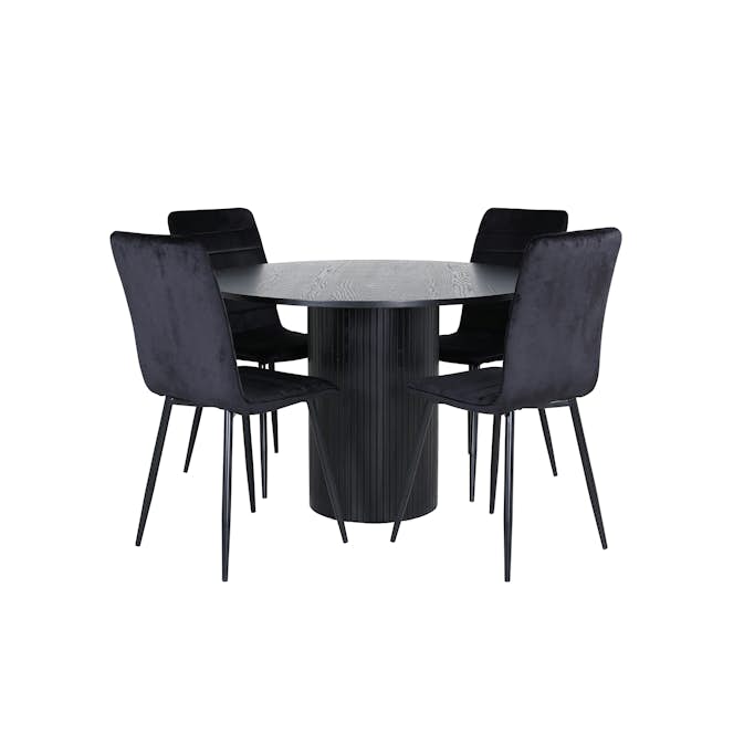 Matgrupp Venture Home med Bianca Matbord och 4 Walerina Matstolar i Sammet
