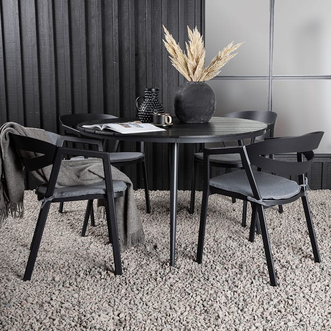 Matgrupp Venture Home Break Ø120 med 4 Slit Stapelstolar