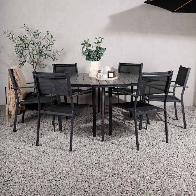 Matgrupp Venture Home Break Ø150 med 6 Copacabana Stapelstolar