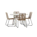 Matgrupp Utomhus Venture Home Lina med 4 Black Trädgårdsstolar