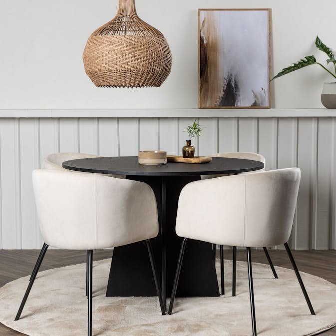 Matgrupp Venture Home Bootcut Ø110 cm med 4 Berit Stolar