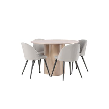 Matgrupp Venture Home Olivia med 4 Velvet Stolar