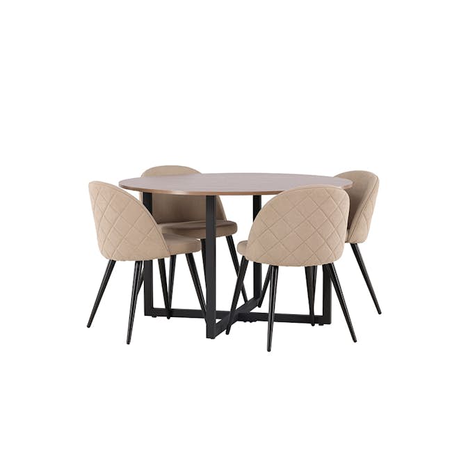 Matgrupp Venture Home Durango Ø 120 cm med 4 Velvet Stolar