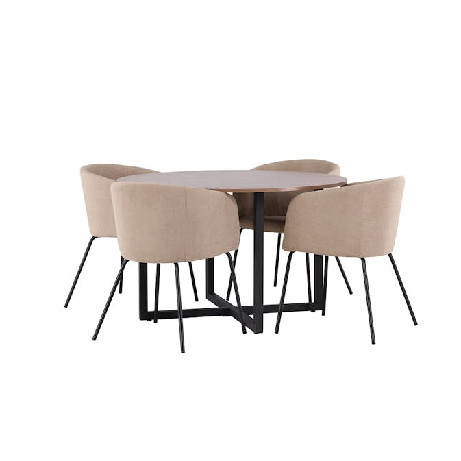 Matgrupp Venture Home Durango Ø 120 cm med 4 Berit Stolar