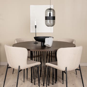 Matgrupp Venture Home Stone Rund med 4 Modesto Stolar