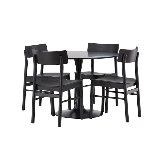 Matgrupp Venture Home Glade Ø100 cm med 4st Montros Matstolar